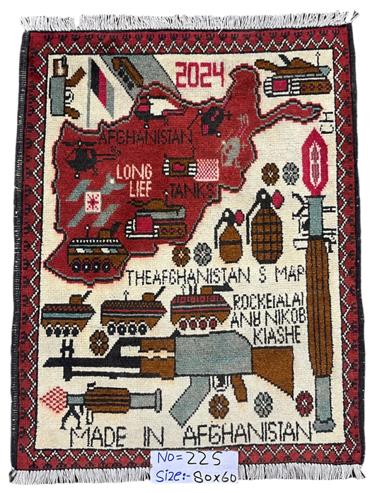 2024 Afghanistan Armament Map War Rug |  3'x2' | Desert Collection