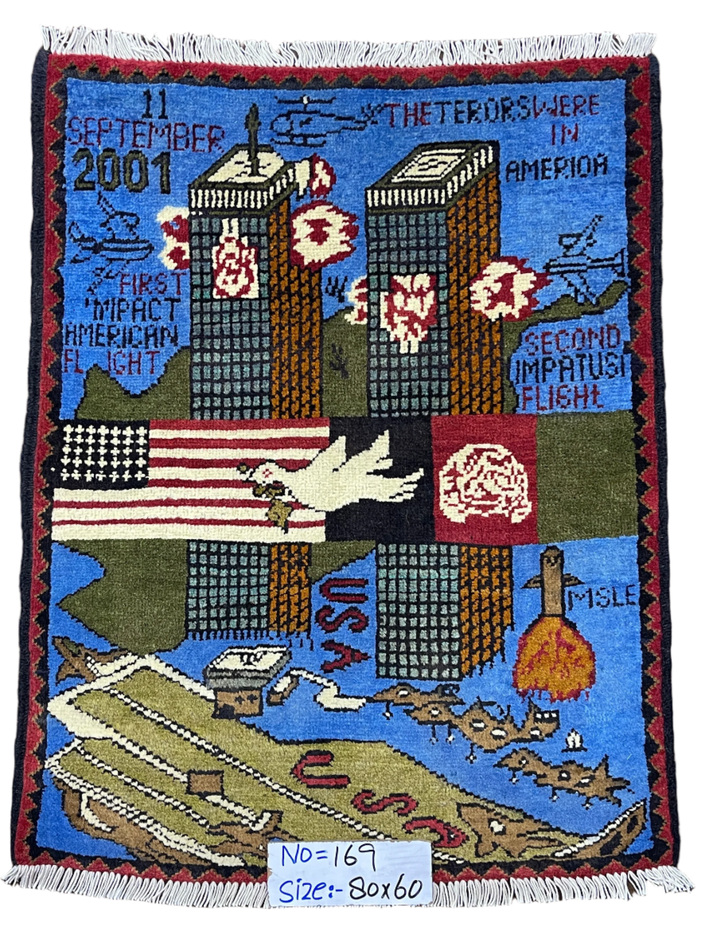 USA Twin Towers 2001 Afghanistan War Rug | 3'x2' | 9/11 Collection