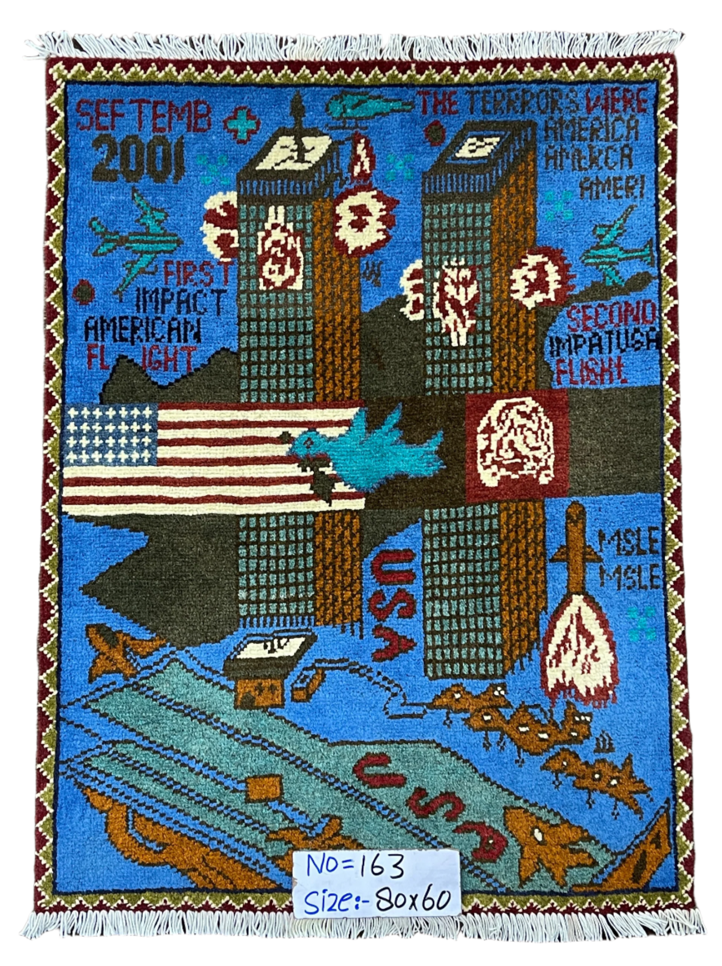 USA Twin Towers 2001 Afghanistan War Rug | 3'x2' | 9/11 Collection