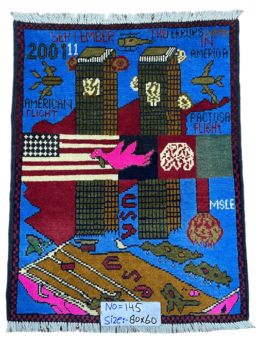 USA Twin Towers 2001 Afghanistan War Rug | 3'x2' | 9/11 Collection