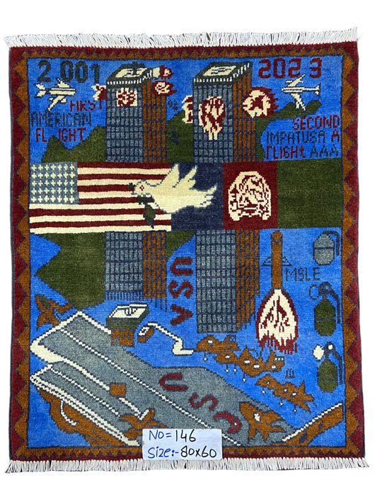 USA Twin Towers 2001 Afghanistan War Rug | 3'x2' | 9/11 Collection