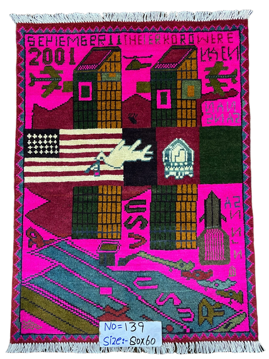 USA Twin Towers Afghanistan War Rug | 3'x2' | 9/11 Collection