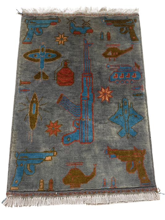 Military Arsenal War Rug | Dove Grey | 3'x2'