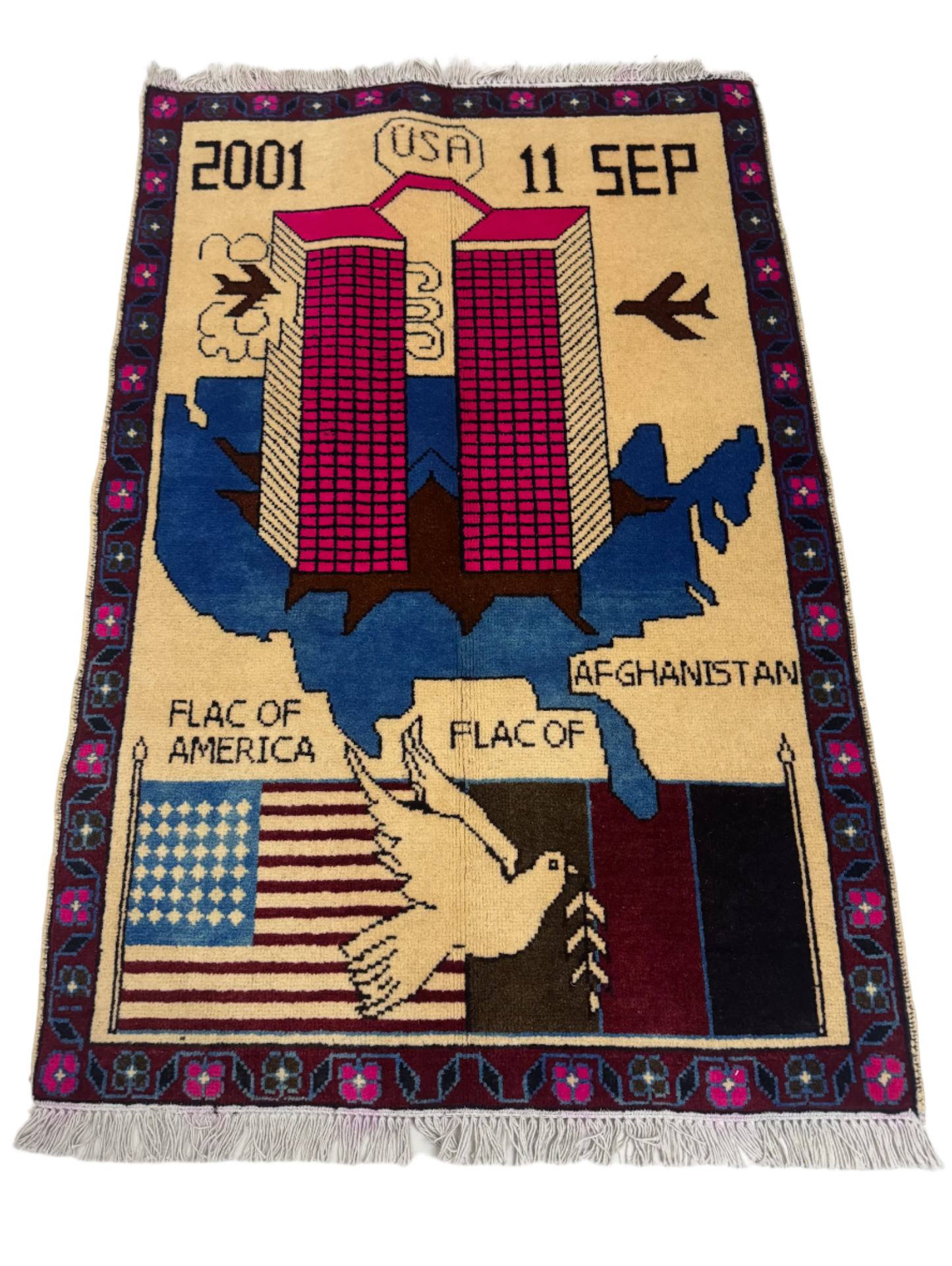 9/11 World Trade Center War Rug  | 4'x2.5'