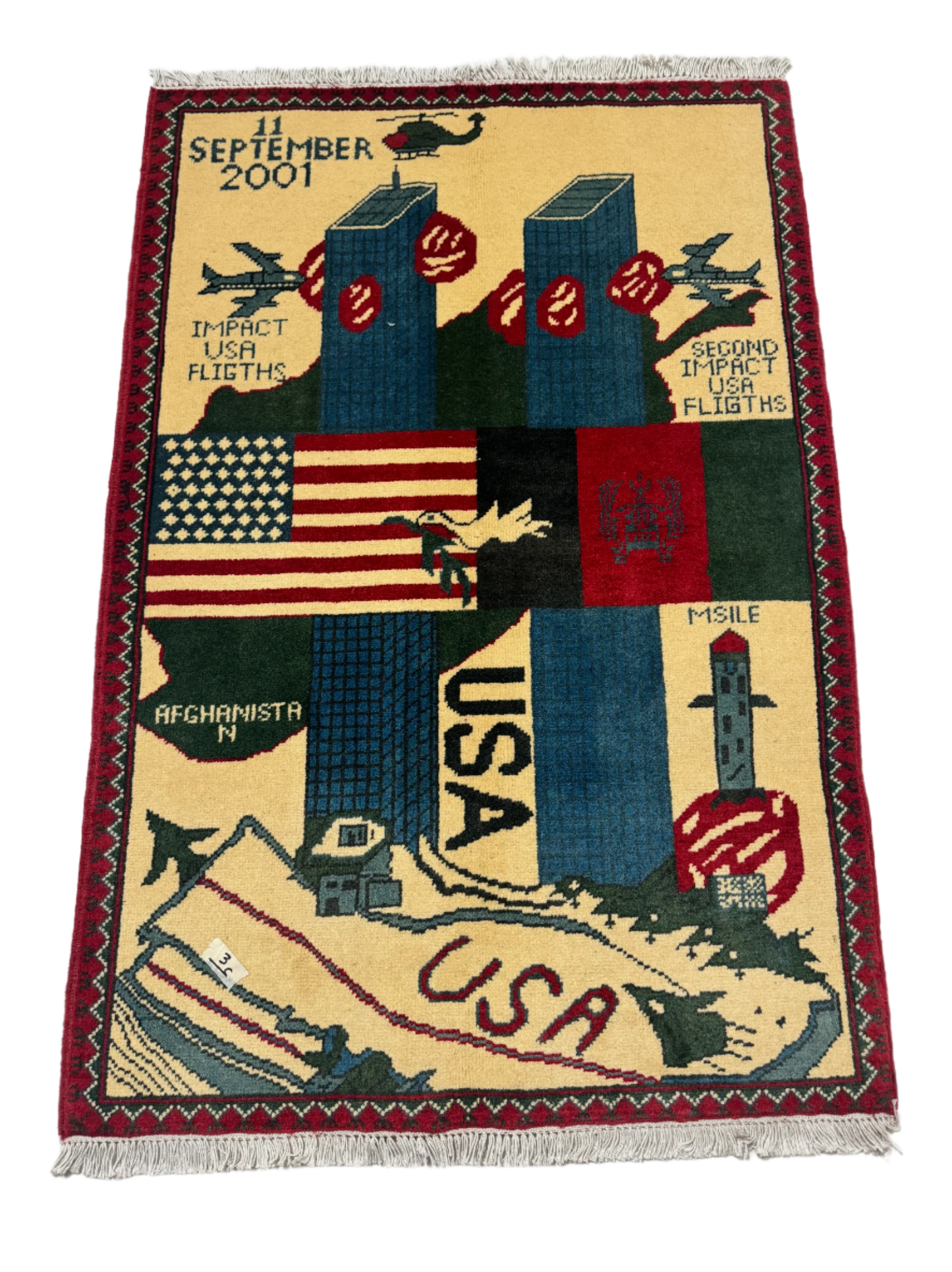 9/11 Twin Towers USA Afghanistan War Rug | 4'x2.5'