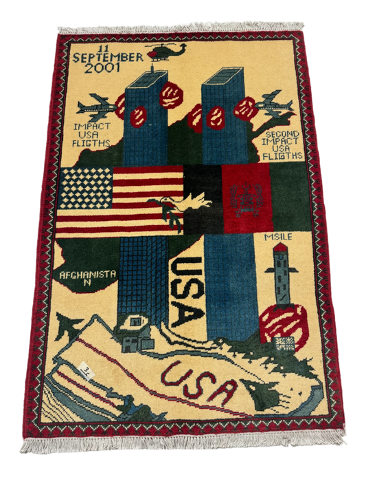 9/11 Twin Towers USA Afghanistan War Rug | 4'x2.5'