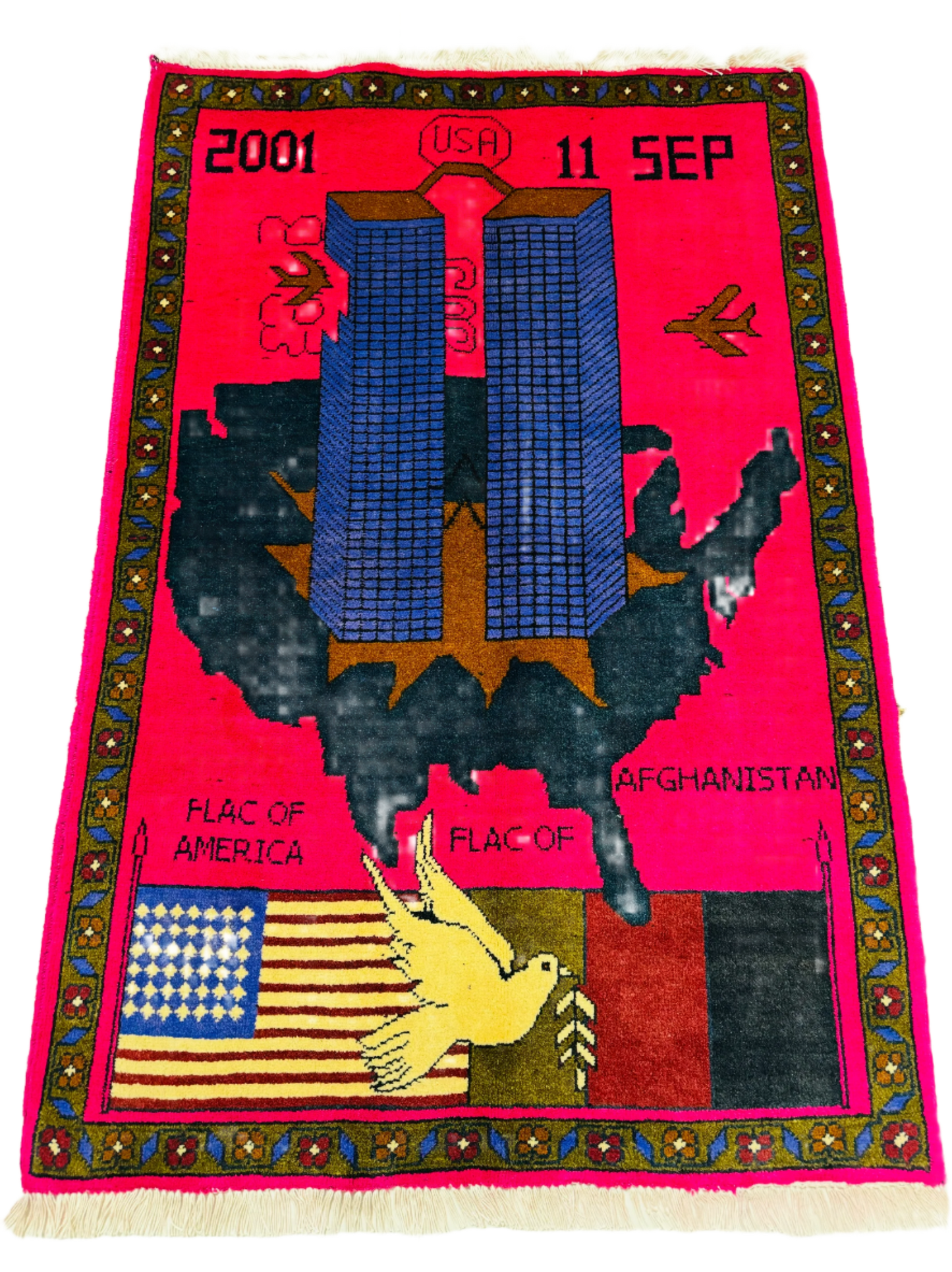 9/11 Twin Towers Crimson War Rug | 4'x2.5'