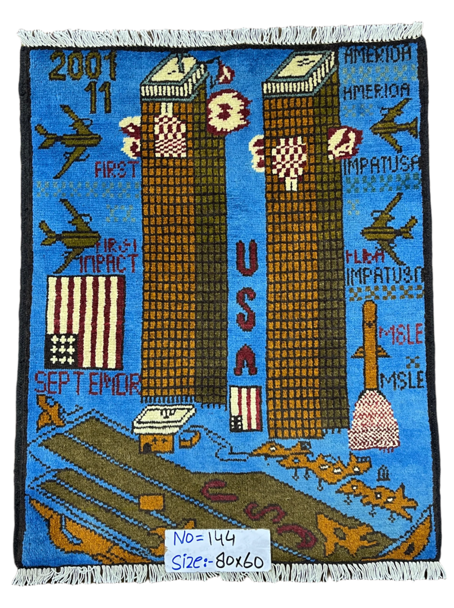 USA Twin Towers 2001 Afghanistan War Rug | 3'x2' | 9/11 Collection